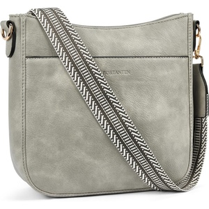 image:imageBOSTANTEN Crossbody Bags for Women Trendy Vegan Leather Hobo Purses Shoulder Handbags Wide Shoulder StrapA16sky Grey
