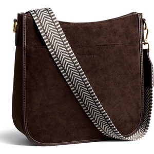 image:imageBOSTANTEN Crossbody Bags for Women Trendy Vegan Leather Hobo Purses Shoulder Handbags Wide Shoulder StrapSuede Coffee
