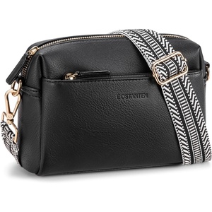 image:imageBOSTANTEN Crossbody Purse for Women Triple Zip Cell Phone Leather Handbag with Colored Shoulder StrapBlack