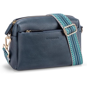 image:imageBOSTANTEN Crossbody Purse for Women Triple Zip Cell Phone Leather Handbag with Colored Shoulder StrapNavy Blue