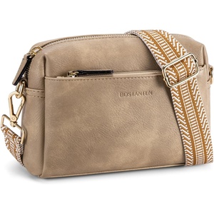 image:imageBOSTANTEN Crossbody Purse for Women Triple Zip Cell Phone Leather Handbag with Colored Shoulder StrapP03light Brown