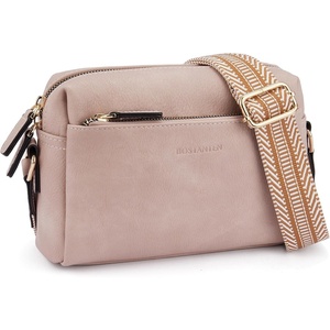 image:imageBOSTANTEN Crossbody Purse for Women Triple Zip Cell Phone Leather Handbag with Colored Shoulder StrapPink