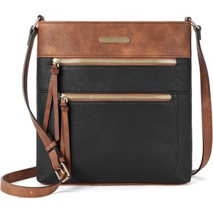 image:imageBOSTANTEN Crossbody Purses for Women Medium Shoulder Bag Quilted Handbags with Zipper PocketC02black With Brown
