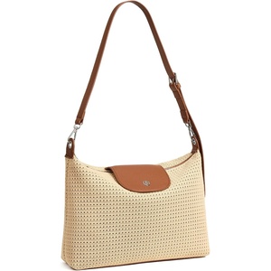 image:imageBOSTANTEN Hobo Bags for Women Crochet Shoulder Bag Vegan Leather Purse for Summer Vacation Travel CasualBeige With Browncrochet