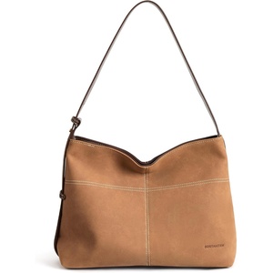 image:imageBOSTANTEN Hobo Bags for Women Suede and Vegan Leather Shoulder Handbag Purse for Everyday Work TravelSuede Brown