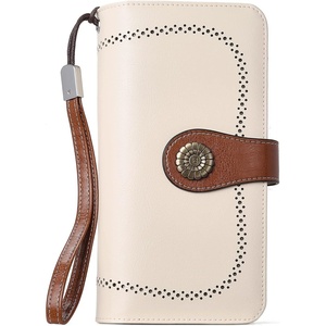 image:imageBOSTANTEN Leather Wallet for Women RFID Blocking Zip Around Credit Cards Holder Phone Clutch1ABeigeBrown