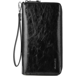 image:imageBOSTANTEN Leather Wallet for Women RFID Blocking Zip Around Credit Cards Holder Phone ClutchBBlack