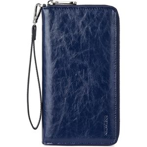 image:imageBOSTANTEN Leather Wallet for Women RFID Blocking Zip Around Credit Cards Holder Phone ClutchBNavy Blue