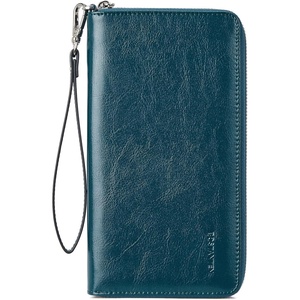 image:imageBOSTANTEN Leather Wallet for Women RFID Blocking Zip Around Credit Cards Holder Phone ClutchBPeacock Blue