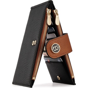 image:imageBOSTANTEN Leather Wallets for Women Large RFID Blocking Slim Bifold Purse Card Holder with Zipper Pocket Black1BlackBrown