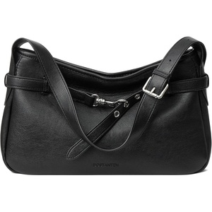 image:imageBOSTANTEN Medium Vegan Leather Shoulder Handbag for Women Vintage Lightweight Hobo Purse with Adjustable Wide Strap for WorkBlack