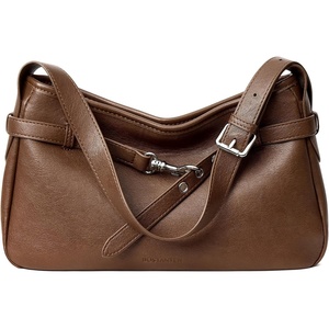 image:imageBOSTANTEN Medium Vegan Leather Shoulder Handbag for Women Vintage Lightweight Hobo Purse with Adjustable Wide Strap for WorkBrown