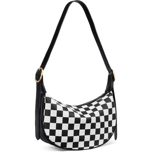 image:imageBOSTANTEN Purses for Women Crescent Crossbody Bag Vegan Leather Shoulder Hobo Handbag Adjustable StrapSmall Black White