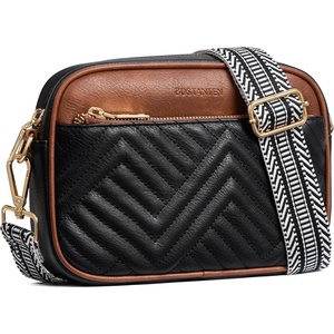 image:imageBOSTANTEN Quilted Crossbody Bags for Women Vegan Leather Purses Shoulder Handbags with Wide StrapBlackbrown