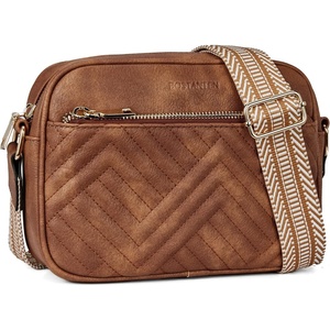 image:imageBOSTANTEN Quilted Crossbody Bags for Women Vegan Leather Purses Shoulder Handbags with Wide StrapBrown