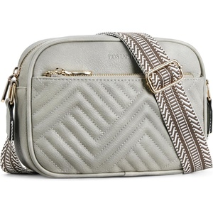 image:imageBOSTANTEN Quilted Crossbody Bags for Women Vegan Leather Purses Shoulder Handbags with Wide StrapG02grey