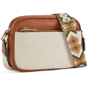 image:imageBOSTANTEN Quilted Crossbody Bags for Women Vegan Leather Purses Shoulder Handbags with Wide StrapPatternbrown