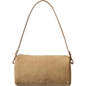 image:imageBOSTANTEN Shoulder Bag for Women Suede Leather Handbags Crossbody Purse Vintage Barrel Bag with 2 Adjustable StrapBeige