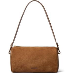image:imageBOSTANTEN Shoulder Bag for Women Suede Leather Handbags Crossbody Purse Vintage Barrel Bag with 2 Adjustable StrapBrown