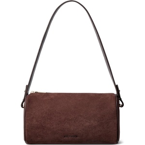 image:imageBOSTANTEN Shoulder Bag for Women Suede Leather Handbags Crossbody Purse Vintage Barrel Bag with 2 Adjustable StrapCoffee