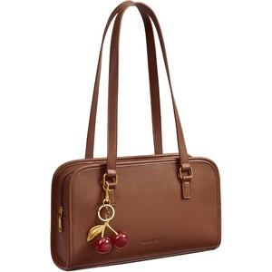 image:imageBOSTANTEN Shoulder Bag for Women Vegan Leather Purse with Cherry Charm Medium Handbag with Zipper for Daily UseCoffee