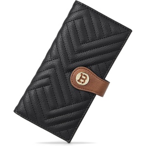 image:imageBOSTANTEN Slim Wallet Women Leather RFID Blocking Credit Card Holder Bifold Thin Wallet with Zipper Pocket BlackBrownBlackBrown
