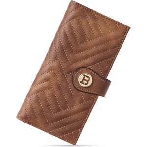 image:imageBOSTANTEN Slim Wallet Women Leather RFID Blocking Credit Card Holder Bifold Thin Wallet with Zipper Pocket BlackBrownBrown