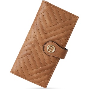 image:imageBOSTANTEN Slim Wallet Women Leather RFID Blocking Credit Card Holder Bifold Thin Wallet with Zipper Pocket BlackBrownCamel