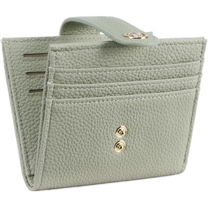 image:imageBOSTANTEN Slim Wallet for Women Small RFID Blocking Credit Card Holder Leather Bifold Wallets with Zipper Coin Pocket BeigeLight Green