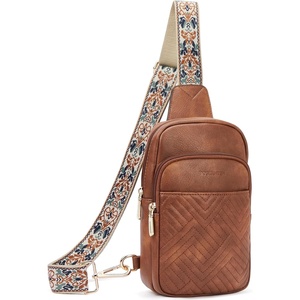 image:imageBOSTANTEN Sling Bag Quilted Crossbody Bags for Women Cross Body Purse Leather Fanny Pack with Adjustable Guitar StrapAbrown
