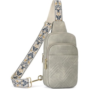 image:imageBOSTANTEN Sling Bag Quilted Crossbody Bags for Women Cross Body Purse Leather Fanny Pack with Adjustable Guitar StrapAtwilight Grey
