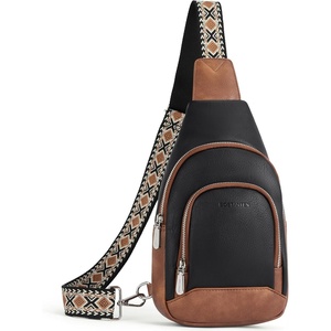 image:imageBOSTANTEN Sling Bag for Women Leather Crossbody Bag Vintage Cross Body Purse for Travel with Guitar Strap Bohemian StyleBlackbrown
