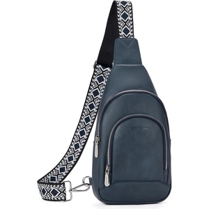 image:imageBOSTANTEN Sling Bag for Women Leather Crossbody Bag Vintage Cross Body Purse for Travel with Guitar Strap Bohemian StyleBlue