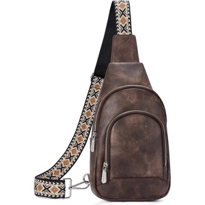 image:imageBOSTANTEN Sling Bag for Women Leather Crossbody Bag Vintage Cross Body Purse for Travel with Guitar Strap Bohemian StyleCoffee
