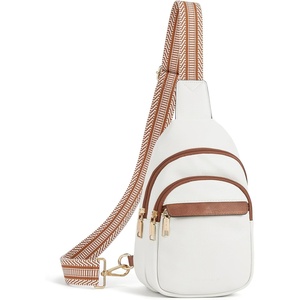 image:imageBOSTANTEN Sling Bag for Women Leather Crossbody Bags Fanny Pack Chest Bag for TravelAbeige