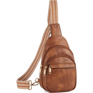 image:imageBOSTANTEN Sling Bag for Women Leather Crossbody Bags Fanny Pack Chest Bag for TravelAbrown