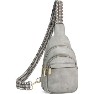 image:imageBOSTANTEN Sling Bag for Women Leather Crossbody Bags Fanny Pack Chest Bag for TravelAtwilight Grey