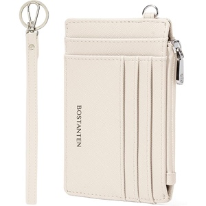 image:imageBOSTANTEN Small Wallet For Women RFID Leather Credit Card Holder Slim Wristlet Keychain Wallet With Zipper PocketBeige