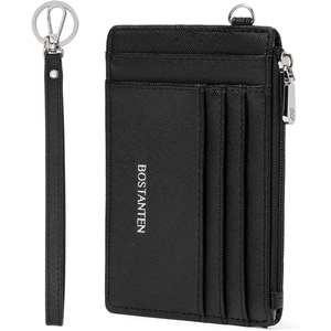 image:imageBOSTANTEN Small Wallet For Women RFID Leather Credit Card Holder Slim Wristlet Keychain Wallet With Zipper PocketBlack