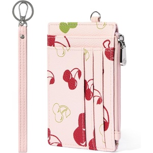 image:imageBOSTANTEN Small Wallet For Women RFID Leather Credit Card Holder Slim Wristlet Keychain Wallet With Zipper PocketPink Cherry