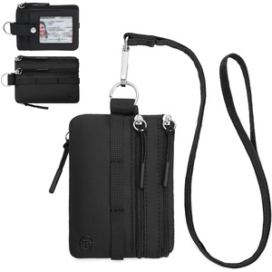 image:imageBOSTANTEN Small Wallet RFID Minimalist Zip ID Case Wallet with Lanyard Keychain Water Resistant Card Wallets for Women amp Men BlackBlack
