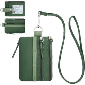 image:imageBOSTANTEN Small Wallet RFID Minimalist Zip ID Case Wallet with Lanyard Keychain Water Resistant Card Wallets for Women amp Men BlackGreen