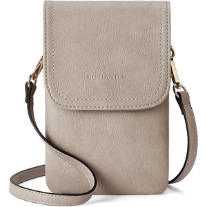 image:imageBOSTANTEN Vegan Leather Crossbody Bags for Women Designer Cell Phone Bag Wallet Purses Adjustable StrapA03retro Grey