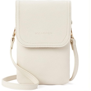 image:imageBOSTANTEN Vegan Leather Crossbody Bags for Women Designer Cell Phone Bag Wallet Purses Adjustable StrapB01pebble Beigewhite