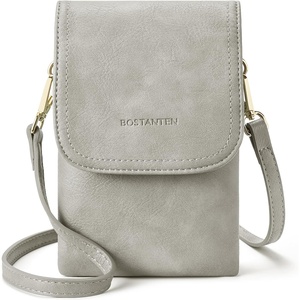 image:imageBOSTANTEN Vegan Leather Crossbody Bags for Women Designer Cell Phone Bag Wallet Purses Adjustable StrapB02grey