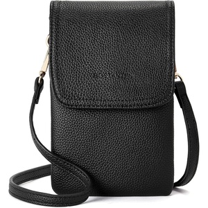 image:imageBOSTANTEN Vegan Leather Crossbody Bags for Women Designer Cell Phone Bag Wallet Purses Adjustable StrapB02pebble Black