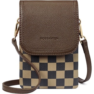 image:imageBOSTANTEN Vegan Leather Crossbody Bags for Women Designer Cell Phone Bag Wallet Purses Adjustable StrapCheckered Coffee
