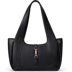 image:imageBOSTANTEN Vintage Shoulder Bag for Women Suede Leather Tote Bag Ladies Lightweight Dumpling Handbag for Work Date TravelVegan Leather Black