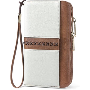 image:imageBOSTANTEN Wallets for Women Leather RFID Double Zipper Around Credit Card Holder Large Capacity Wristlet Clutch WalletBeigebrown