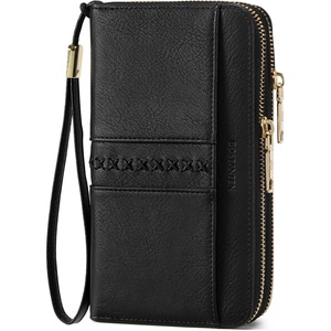 image:imageBOSTANTEN Wallets for Women Leather RFID Double Zipper Around Credit Card Holder Large Capacity Wristlet Clutch WalletBlack